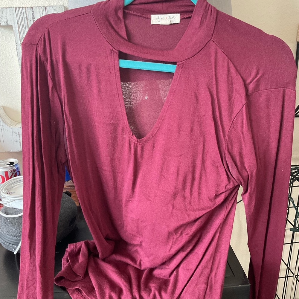Long Sleeve, Long Length Blouse with Collar Size M